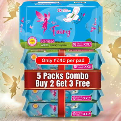 Fya’s Fairy 350mm Sanitary Pads for Women – Buy 2 + 3 Free Combo | Double Sterilized | Highly Absorbent Core